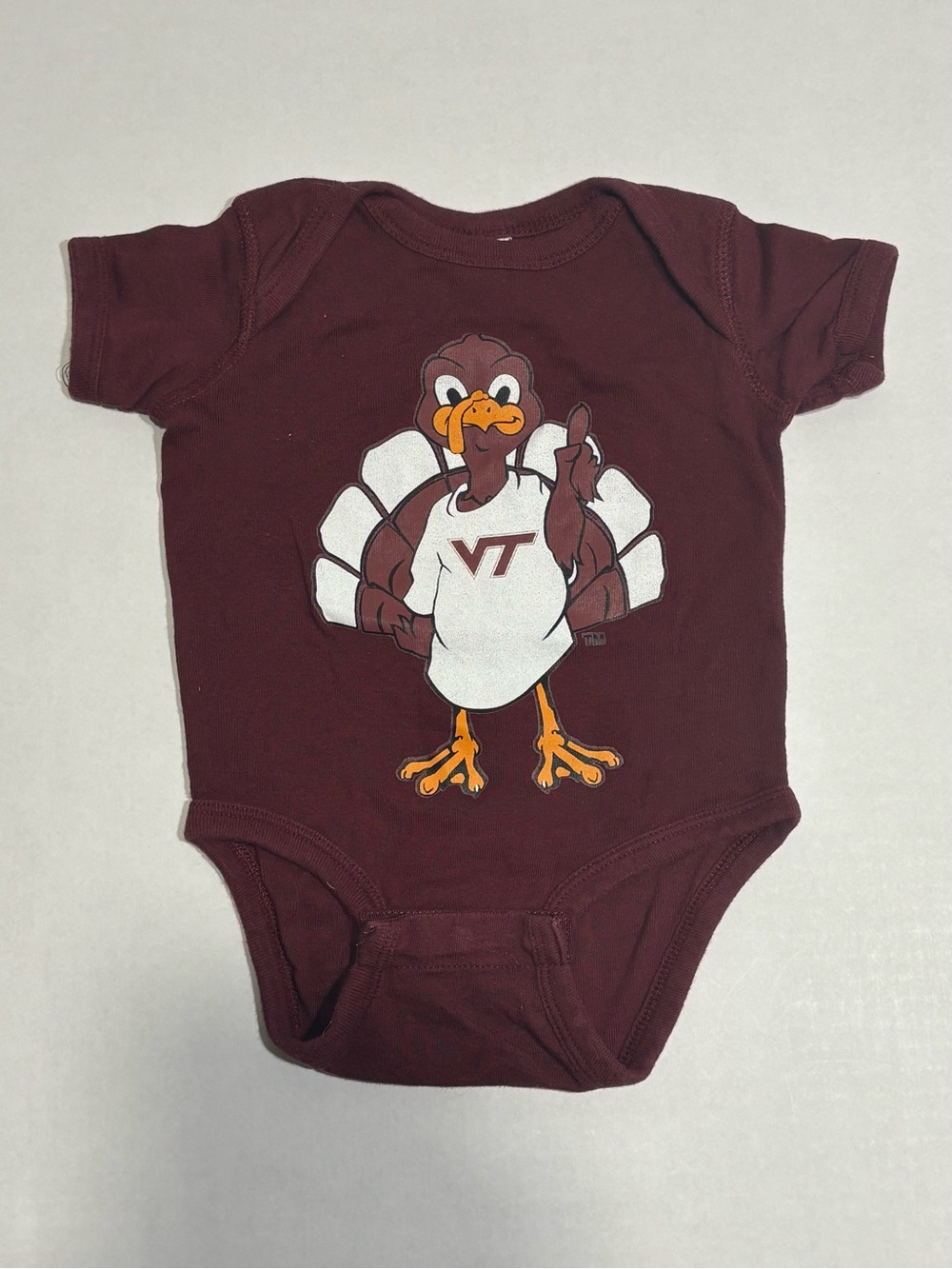 Rabbit Skins Maroon Baby One-Piece Bodysuit with Virginia Tech Hokies 6 months